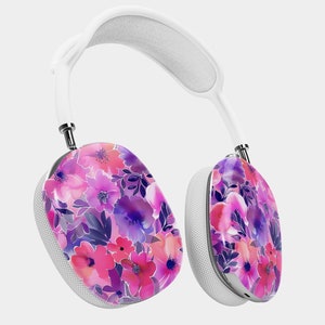 Pink Floral Watercolor AirPods Max Case Vibrant Flower Design Clip-On Protective Cover Stylish Earphone Accessory Unique Gift AirPods Case