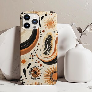 Retro Boho Floral Phone Case for iPhone, Samsung, Google Pixel Vintage Sunburst Design Abstract Floral Pattern Artistic Cover
