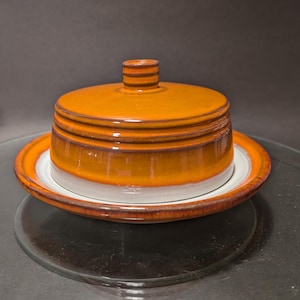 Mid Century Le Flambé Signed Covered Cheese Dish by Jean Cartier Montreal Quebec