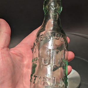 Antique Embossed Glass Soda Bottle: James Duncan Stirling, Scotland c.1900s