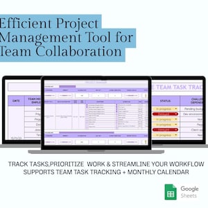 Efficient Project Management Tool for Team Collaboration | Google Sheets | Employee Task List | Project Timeline Spreadsheet