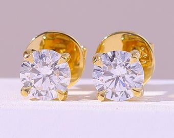 3ct Round Moissanite Diamond Stud Earrings 14k White Gold Platinum Jewelry Birthday Gift
