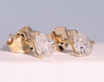Minimalistyczne kolczyki z diamentami w kształcie łezki w kształcie gruszki, 0,50 ct laboratoryjnie hodowana biżuteria typu solitaire na prezent dla kobiet