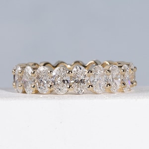 Oval Lab-Grown Diamond Eternity Band, 3.60ctw Full-Eternity Wedding Ring, Stackable Anniversary Gift for Her