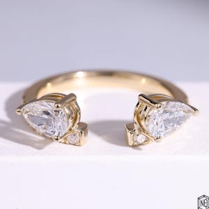 Pear Diamond Toi Et Moi Band, 1.42 CTW Lab Grown Wedding Ring, Stackable Jewelry