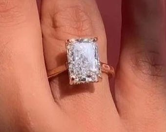 4.50CT strahlender Labor gewachsener Diamant Ring IGI zertifiziert Hidden Halo Solitaire Verlobungsschmuck