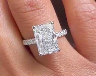 4.00 CT Radiant Lab Grown Diamond Engagement Ring | Platinum & Gold Jewelry