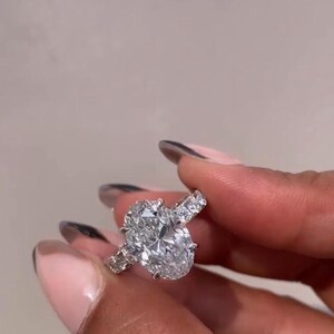 4.01 Carat Oval Lab Grown Diamond Hidden Halo Engagement Ring: IGI Certified