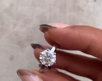 1.81 CT Round Lab Grown Diamond Solitaire Engagement Ring: IGI Certified Platinum or Gold