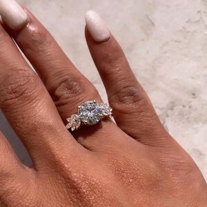 2.5 CT Lab Grown Diamond Three Stone Engagement Ring: IGI Certified Platinum or Gold