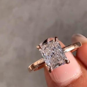 2.1 Carat Radiant Cut Lab Grown Diamond Hidden Halo Engagement Ring