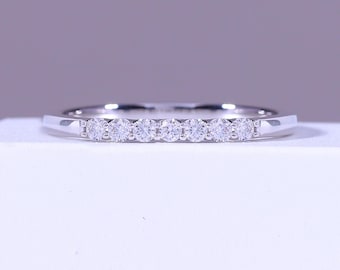 0.24ctw runde Labor gewachsene Diamant-halbe Ewigkeit Weißgold-Stacking-Band