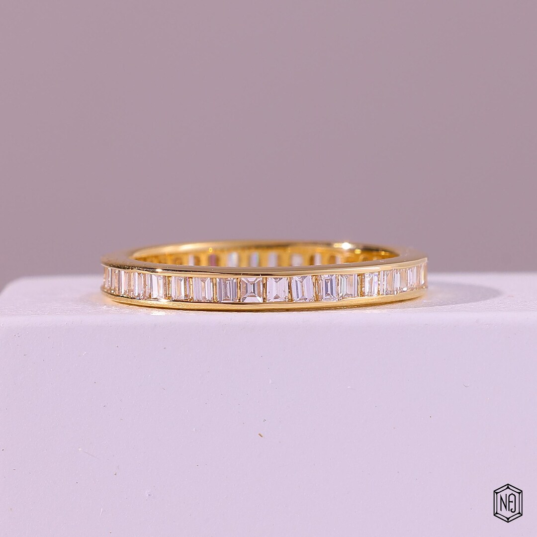 Lab Grown Baguette Diamond Band Stackable Gold Eternity - Etsy