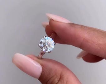 2.07 CT Round Lab Grown Diamond Solitaire Engagement Ring: IGI Certified Platinum or Gold
