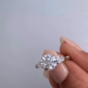 2.02 CT D VS1 Round Lab Grown Diamond Three Stone Engagement Ring | IGI Certified Platinum & Gold