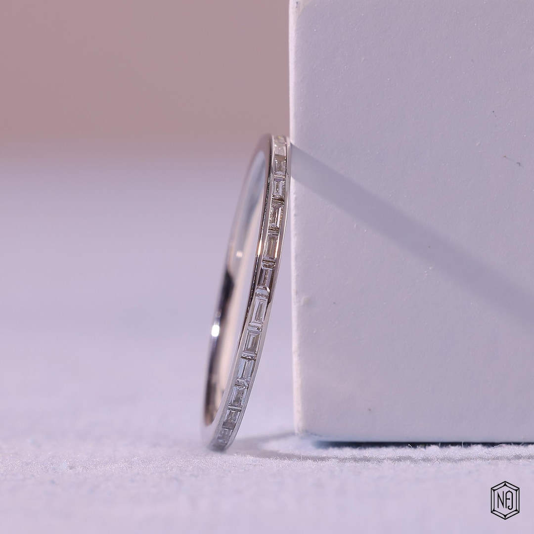 East West Baguette Lab Grown Diamond Full Eternity 14K Gold Band Ring ...