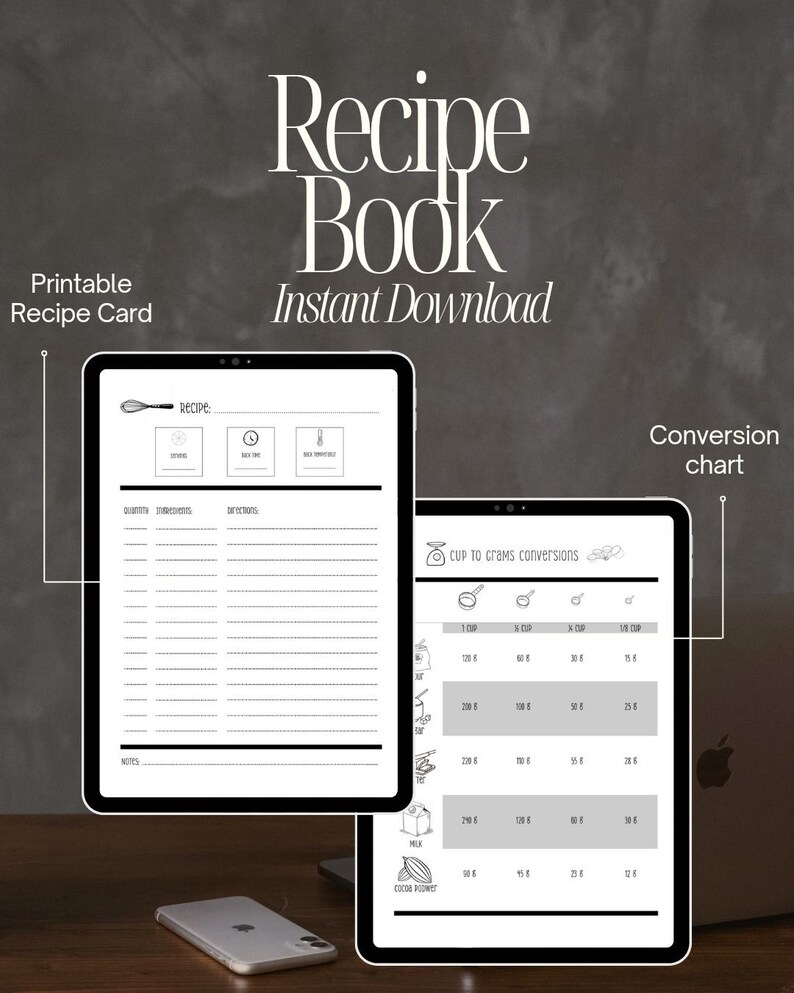 Cookbook Conversion Page Recipe Book Printable - Etsy