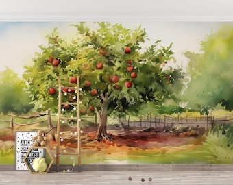 Apfelbaum Wandbild: Botanischer Garten als Tapete zum Aufkleben