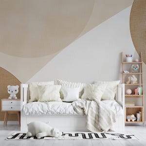 Décoration murale bohème beige, papier peint minimaliste de formes géométriques, décoration scandinave chaude amovible