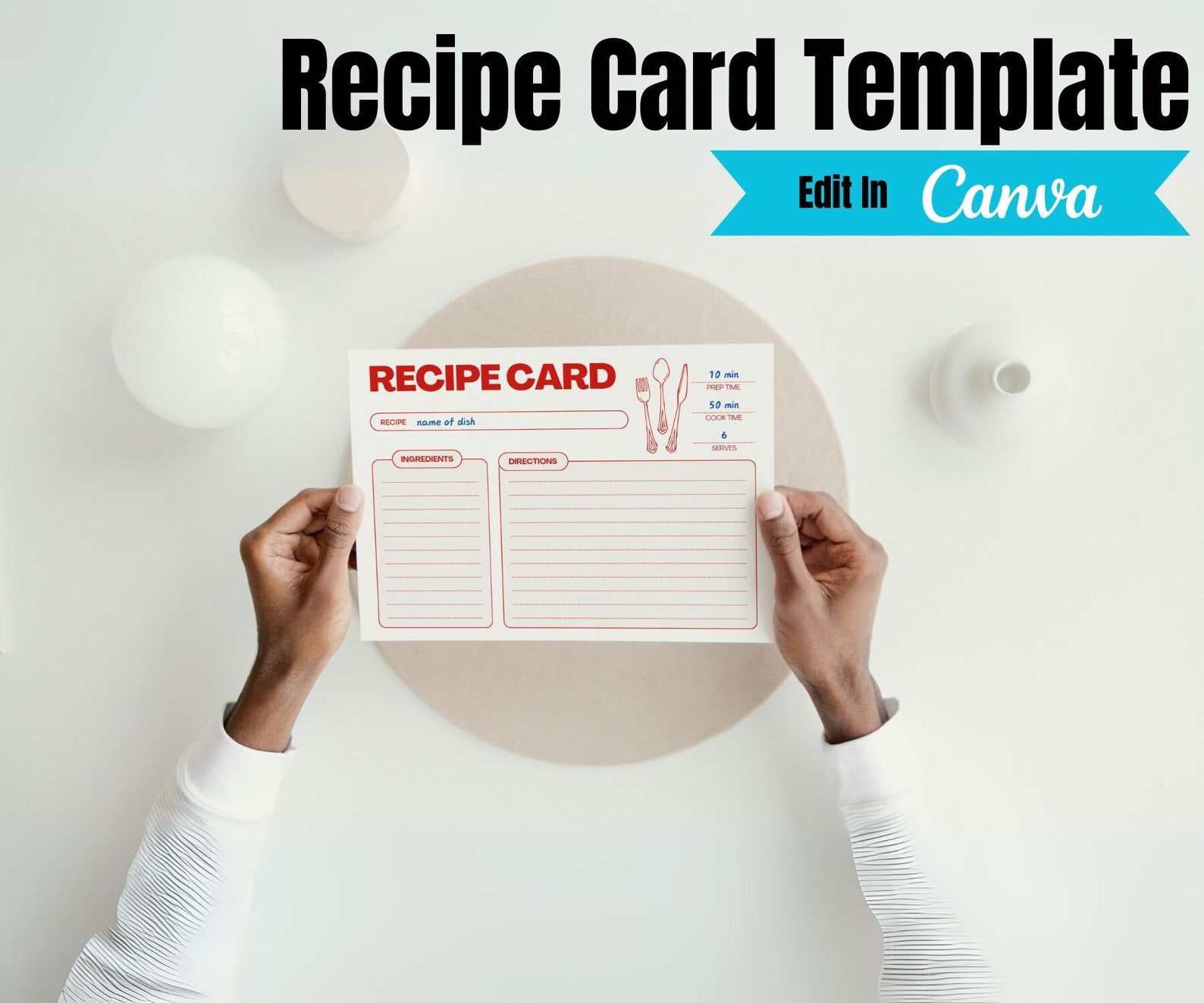 Editable Recipe Card Template Printable Modern Recipe Cards 4x6 Instant ...