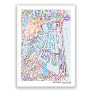 Impression petite carte dessinée à la main de Rotterdam