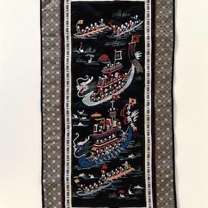 Early 20th Century Chinese “Forbidden Stitch” Embroidery Panel - 100 Children on Boats