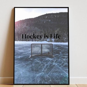 Poster di hockey su ghiaccio con cornice, poster sportivo estetico, estetica dell'hockey su ghiaccio, poster di hockey su ghiaccio con frase motivazionale