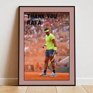 Poster di tennis di Rafael Nadal con cornice, regalo di pensionamento di Rafael Nadal, arte per gli amanti dello sport, amante del tennis, stampa di tennis, poster di tennis