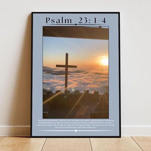 Poster religioso cristiano, poster del Salmo, paesaggio religioso con citazione biblica motivazionale, regalo di fede
