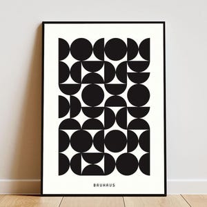 Póster Bauhaus con marco, exposición Bauhaus 1923: diseño geométrico artístico en el marco, homenaje a la tradición Bauhaus, negro