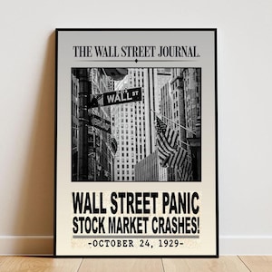 Wall Street Poster auf mattem Papier mit Rahmen, Geschenk für Finanzmarktliebhaber, Wallstreet Börsen Motivation, Ästhetisches Börsen Poster