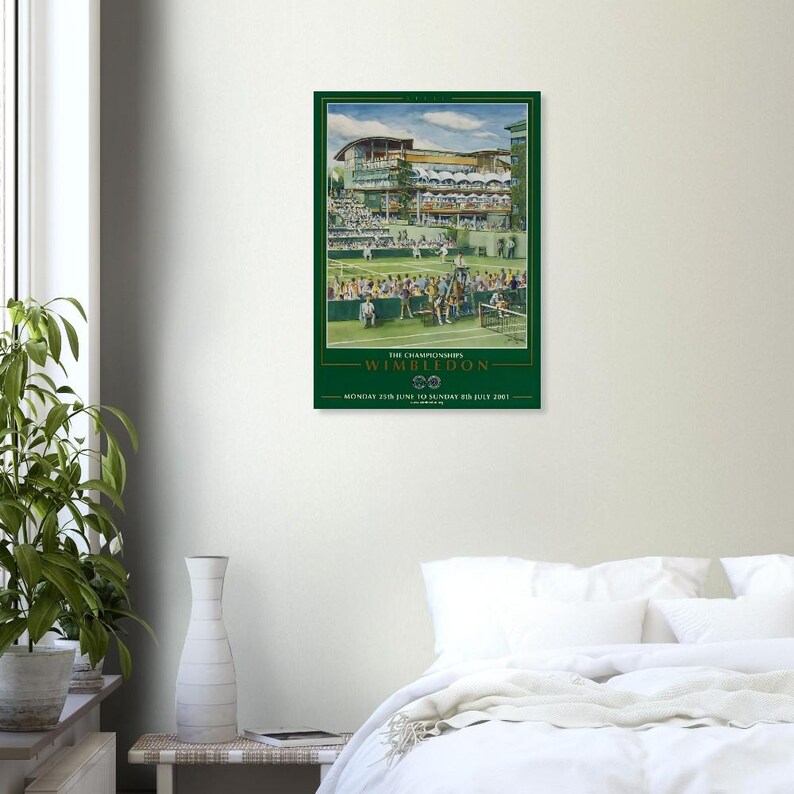 Póster de tenis de Wimbledon con marco, póster de Wimbledon, torneo de tenis, regalo para amantes del tenis, decoración de pared deportiva, impresión de tenis 50x70 cm / 20x28″