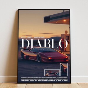 Poster Ferrari Diablo con cornice, poster auto, regalo per amanti delle auto, poster per fan Ferrari, poster Hyper Car, stampa Super Car