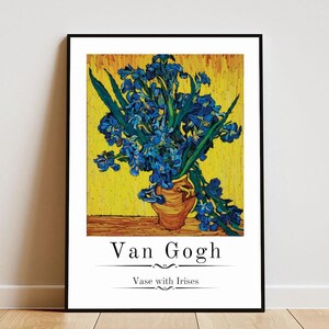 Cuadro Jarrón con lirios de Van Gogh como póster con marco, regalo para fans de Van Gogh, entusiastas de la pintura, póster de Van Gogh Jarrón con lirios