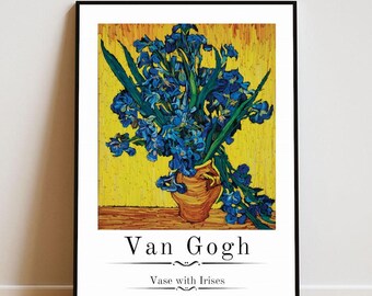 フィンセント・ファン・ゴッホ - 黄色い背景にアイリスの花瓶 50 x 60