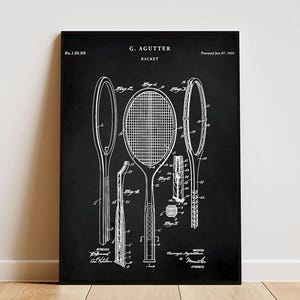 Tennis Racket Poster with Frame, Tennis Racket Poster, Tennis Tournament, Tennis Lover Gift, Sports Wall Decor Tennis Print