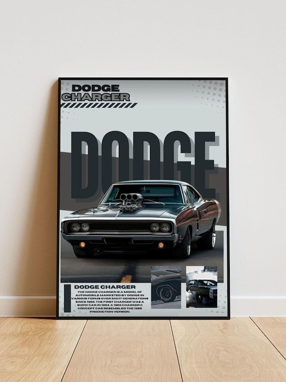 Dodge Challenger Poster With Frame, Car Poster, Gift for Car