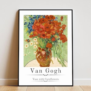 Cuadro "Jarrón con acianos" de Van Gogh como póster con marco, regalo para fans de Van Gogh, entusiastas de la pintura, póster de Van Gogh "Acianos"