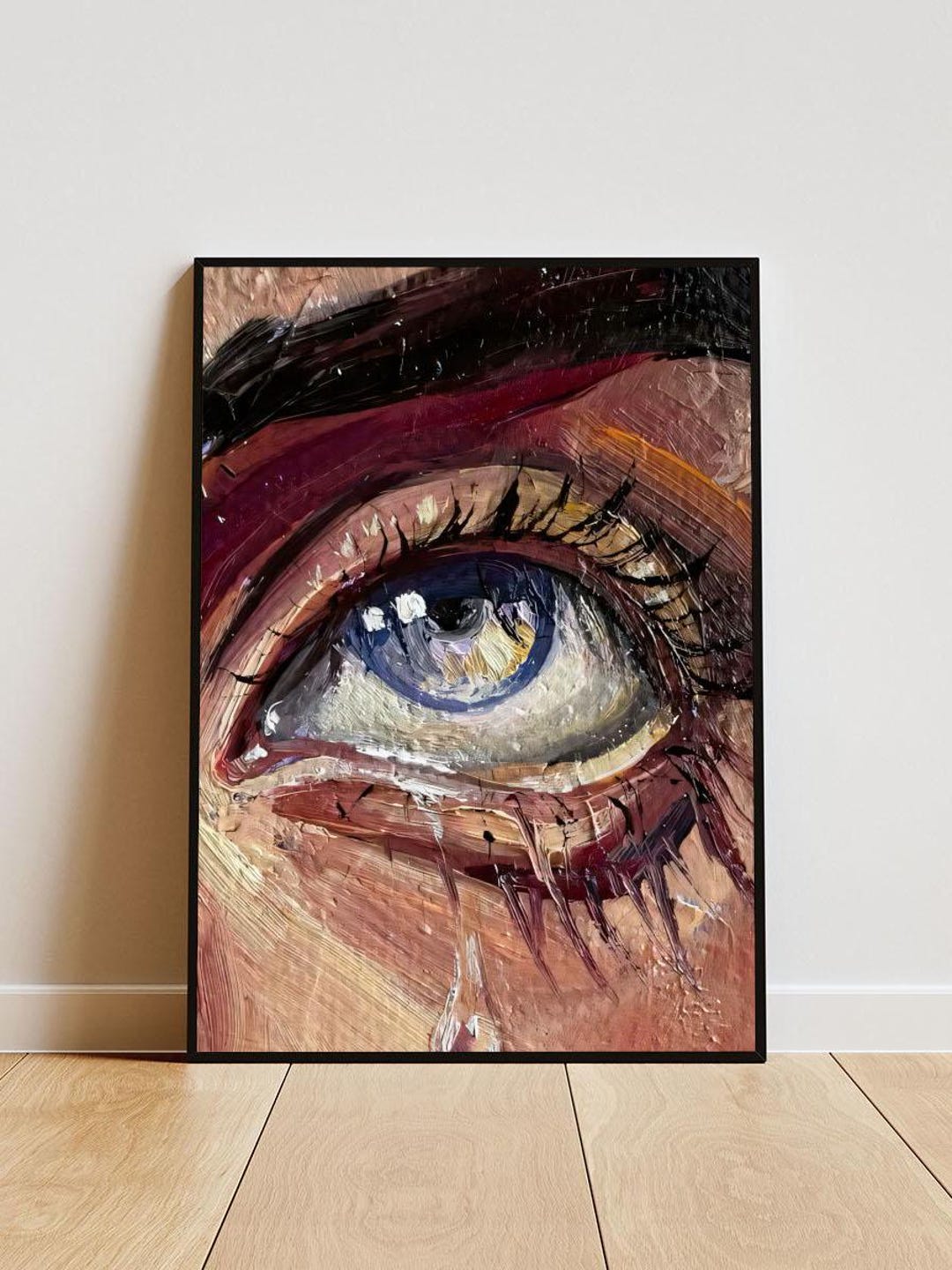 Painting of a Crying Eye as a Poster With Frame, Gift for Art ...