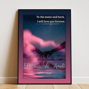 Personalizable Valentine&#39;s Day Poster with Frame, Romantic Poster, Gift for Boyfriend or Girlfriend, Customizable Poster