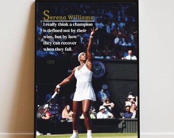 Cartel de tenis de Serena Williams con marco, cartel de tenis estético Artículo de fan de Serena Williams, regalo para amantes del tenis, cartel de Wimbledon