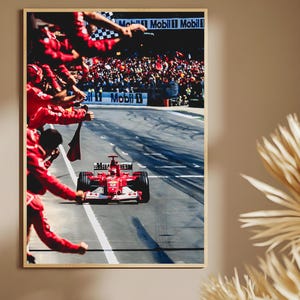 Poster F1 di Michael Schumacher – Arte murale di Formula 1 incorniciata per i fan della Ferrari
