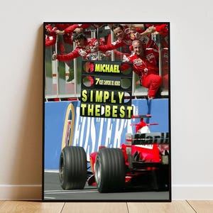 Poster di Michael Schumacher F1 – Arte murale di Formula 1 incorniciata per i fan della Ferrari, poster del team di F1 di Schumacher della Ferrari, semplicemente il miglior poster