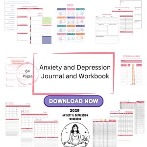 Anxiety Depression Workbook Journal, Digital Download, Mental Health Journal, Self-Care Planner