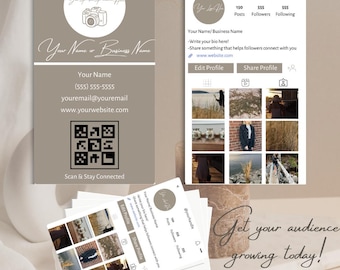 Instagram Business Card Template Editable on Canva, Customizable with QR Code, Perfect for Content Creators, Influencers, Small Business