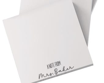 Personalized Post-it Notes Note Pads For Teacher, Custom Notepad, To Do List Notepad for School, Teacher Appreciation Gift