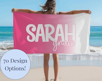 Personalisierte Strandtuch mit Name | Personalisiertes Handtuch | Preppy Pool & Strand Handtuch | Sommer Geschenk