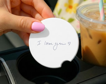 Custom Handwriting Car Coaster, Personalized Handwritten Note Gift, Actual Handwriting Car Accessory, Memorial Gift, Gift for Mom