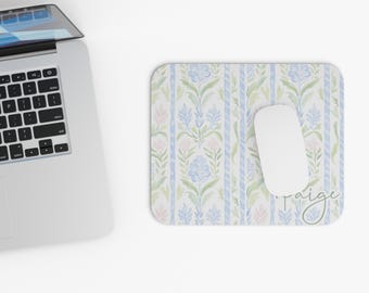 Custom Name Mouse Pad Personalized Gaming Mouse Pad Large Mousepad Floral Desk Mat Grandmillennial Desk Decor