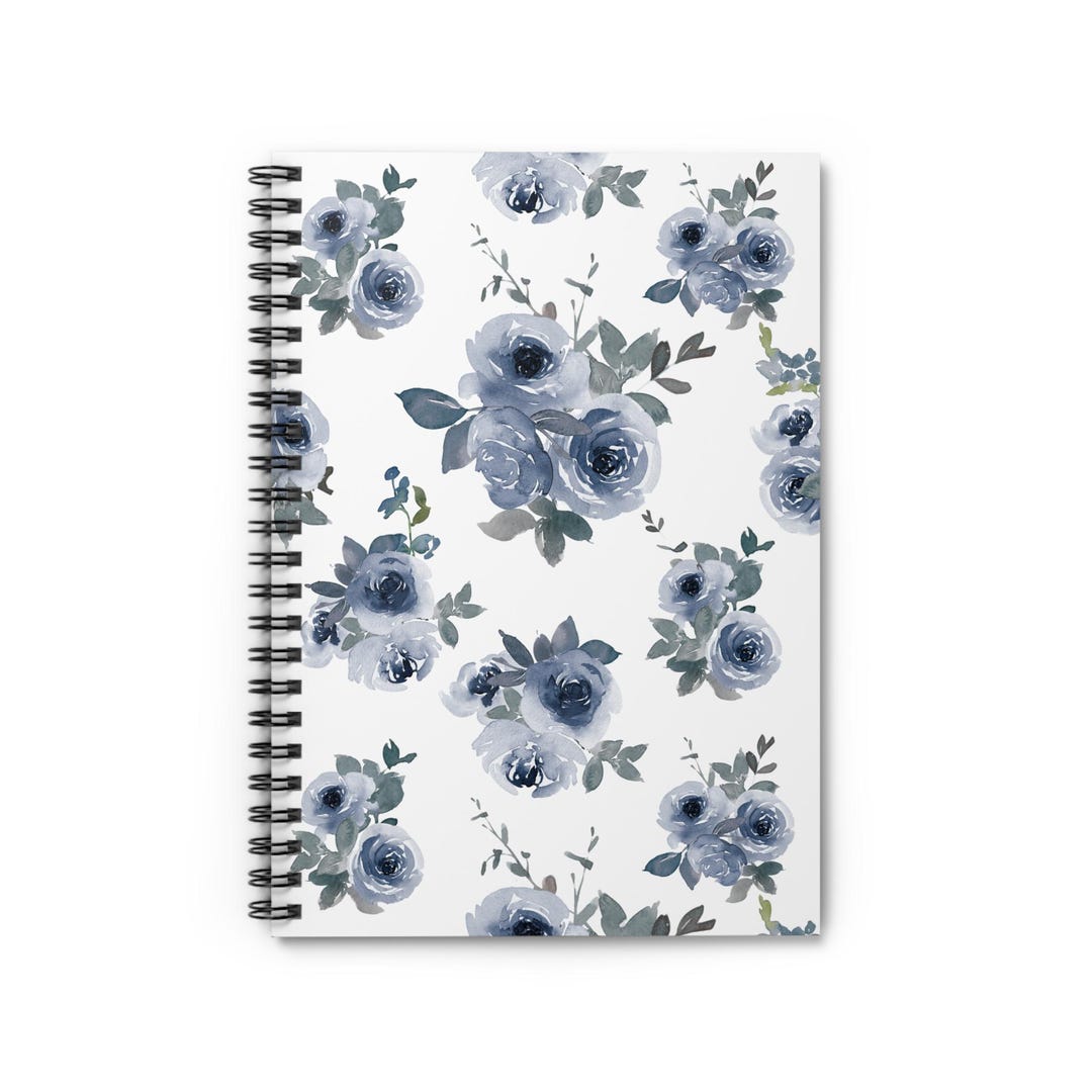 Blue Floral Watercolor Rose Spiral Notebook: Elegant Lined Journal - Etsy